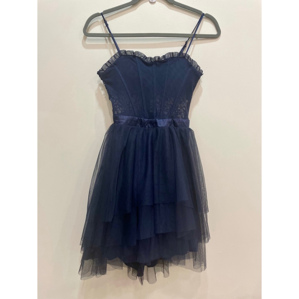 City Studio Navy Blue Tiered Tulle Mini Dress